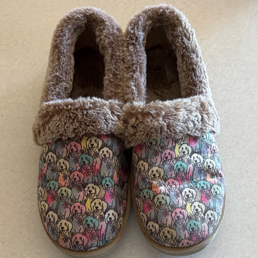 Skechers BOBS Slippers with Colorful Dog Design